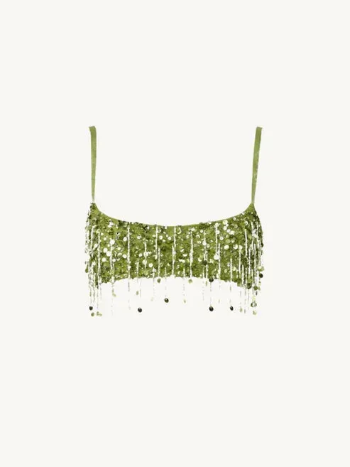 Tassel Sequin Crop Top & Skirt Set  Mini Style