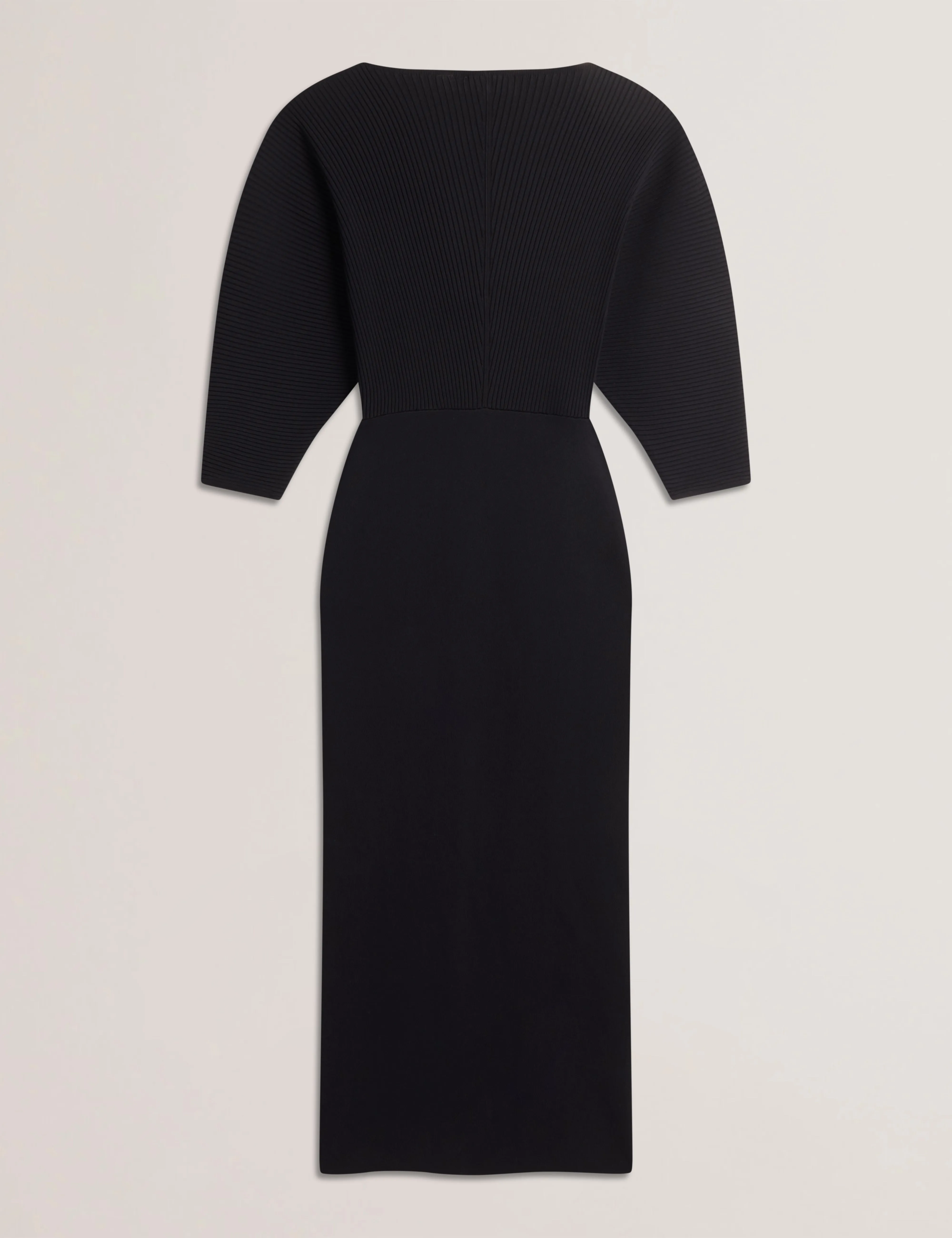 Vanitha Sculptured Rib Knitted Maxi Dress Black