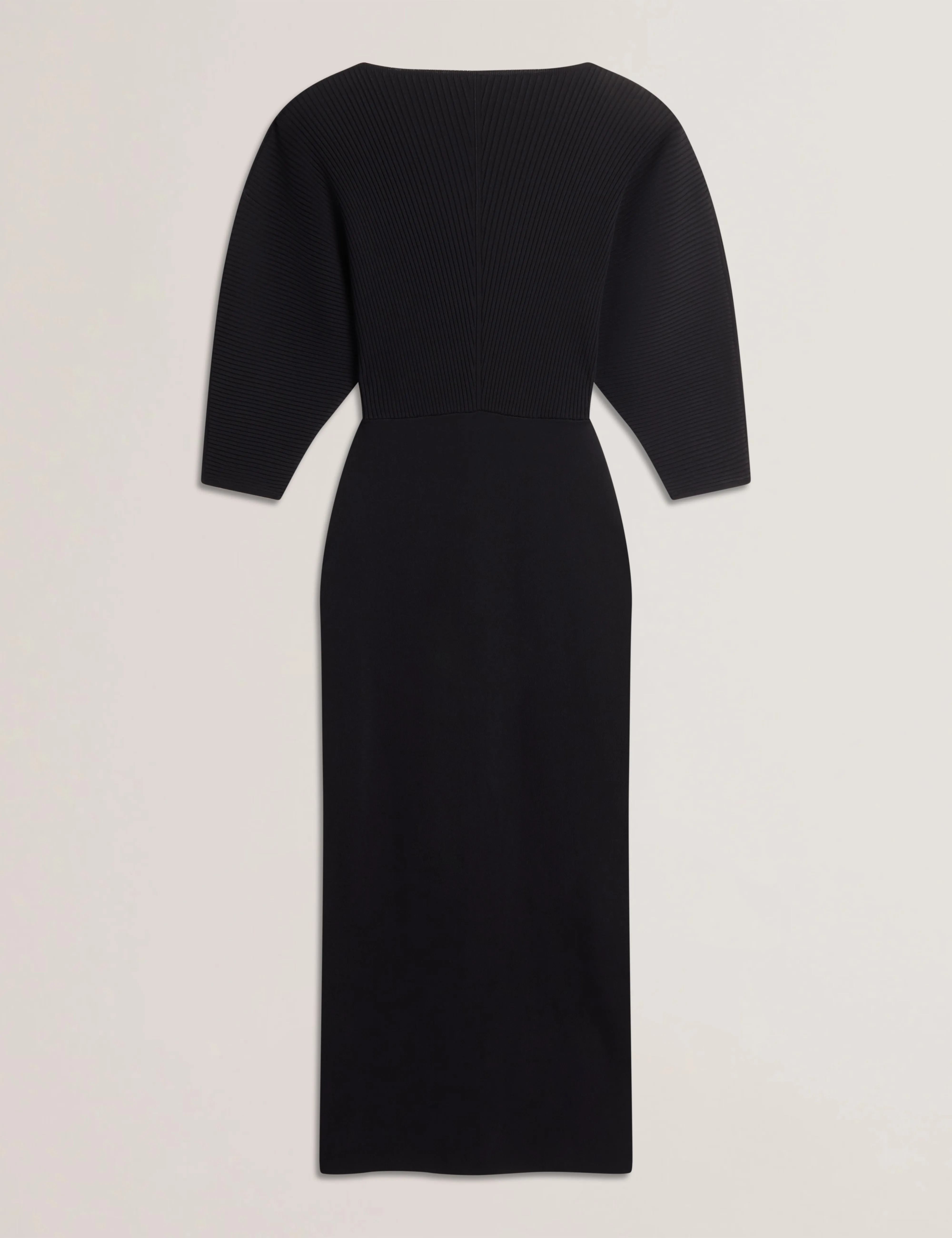 Vanitha Sculptured Rib Knitted Maxi Dress Black