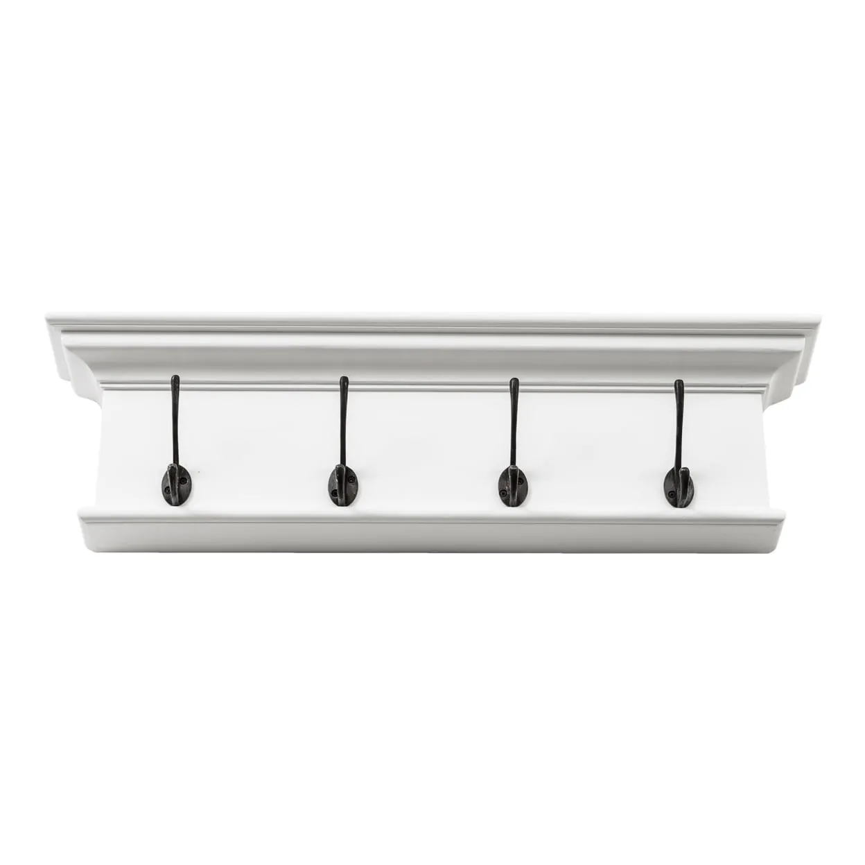 versatile Home Wall Decorative Antique Brass Hardware 4 Hook Coat Rack - Classic White Finish