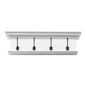 versatile Home Wall Decorative Antique Brass Hardware 4 Hook Coat Rack - Classic White Finish