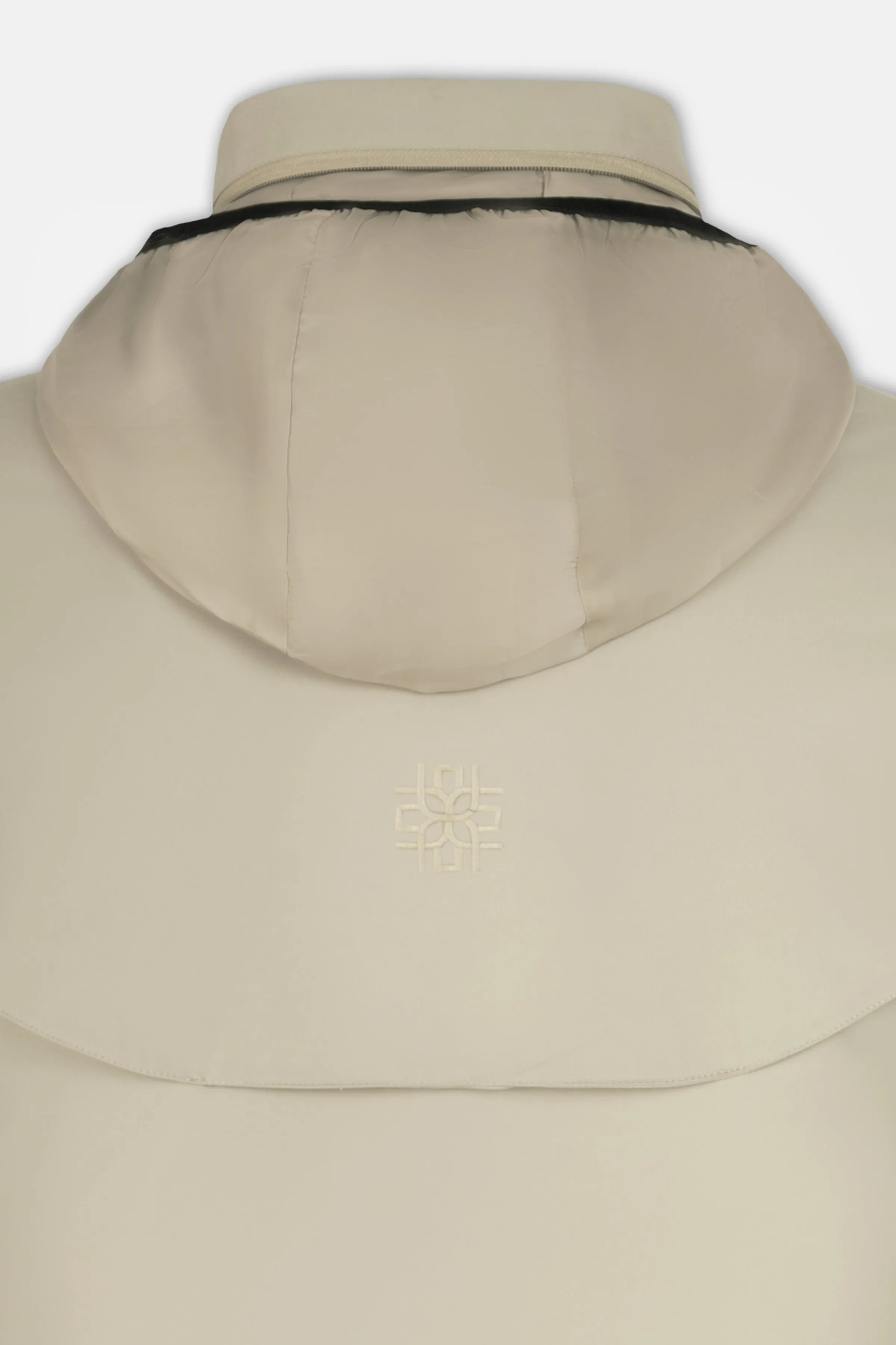 Waterproof Light-Beige Gabardine Jacket With Hoodie