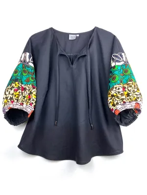 Wax Print Pouf Sleeve Blouse