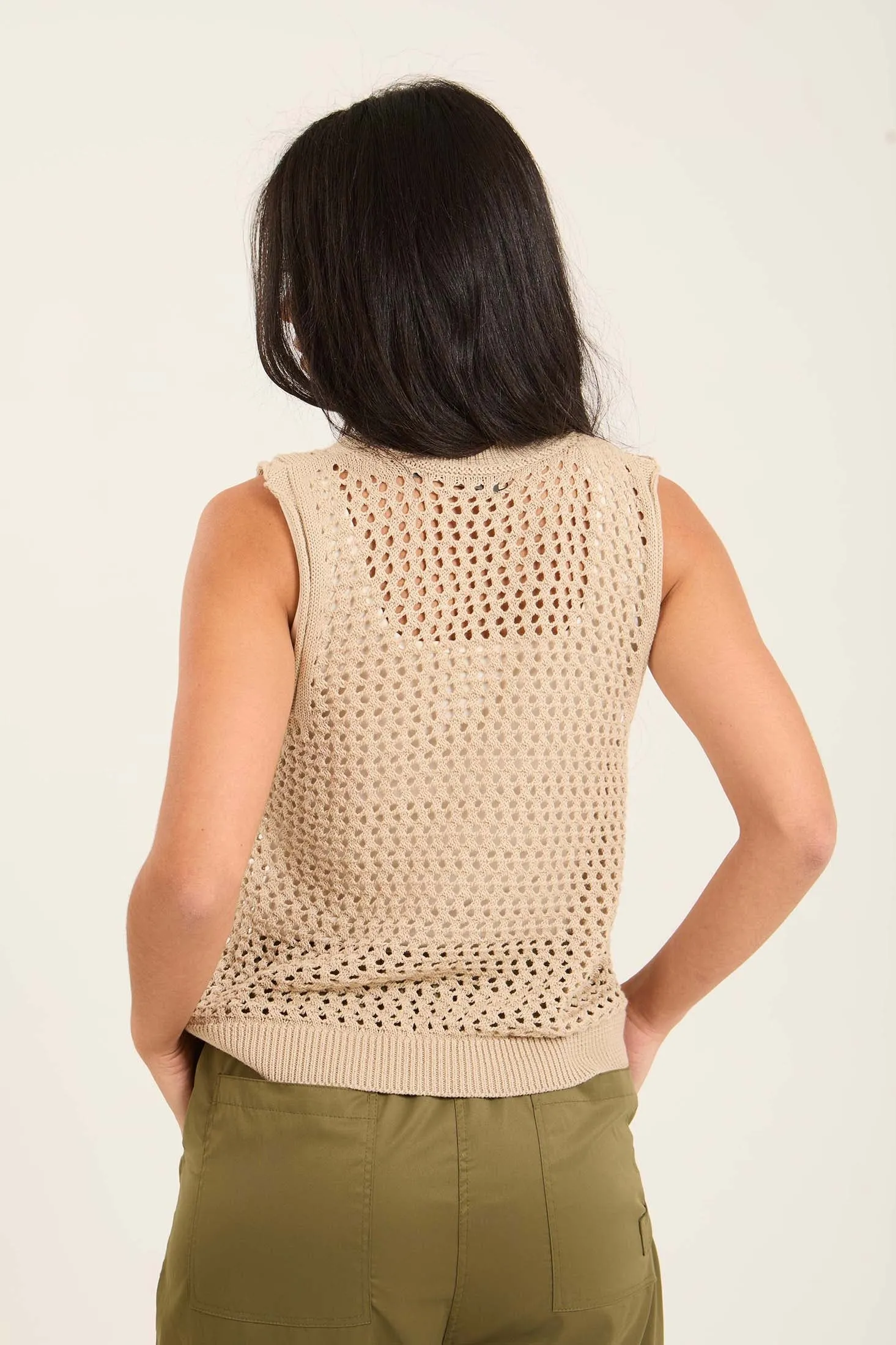 Women Top Crochet Beige