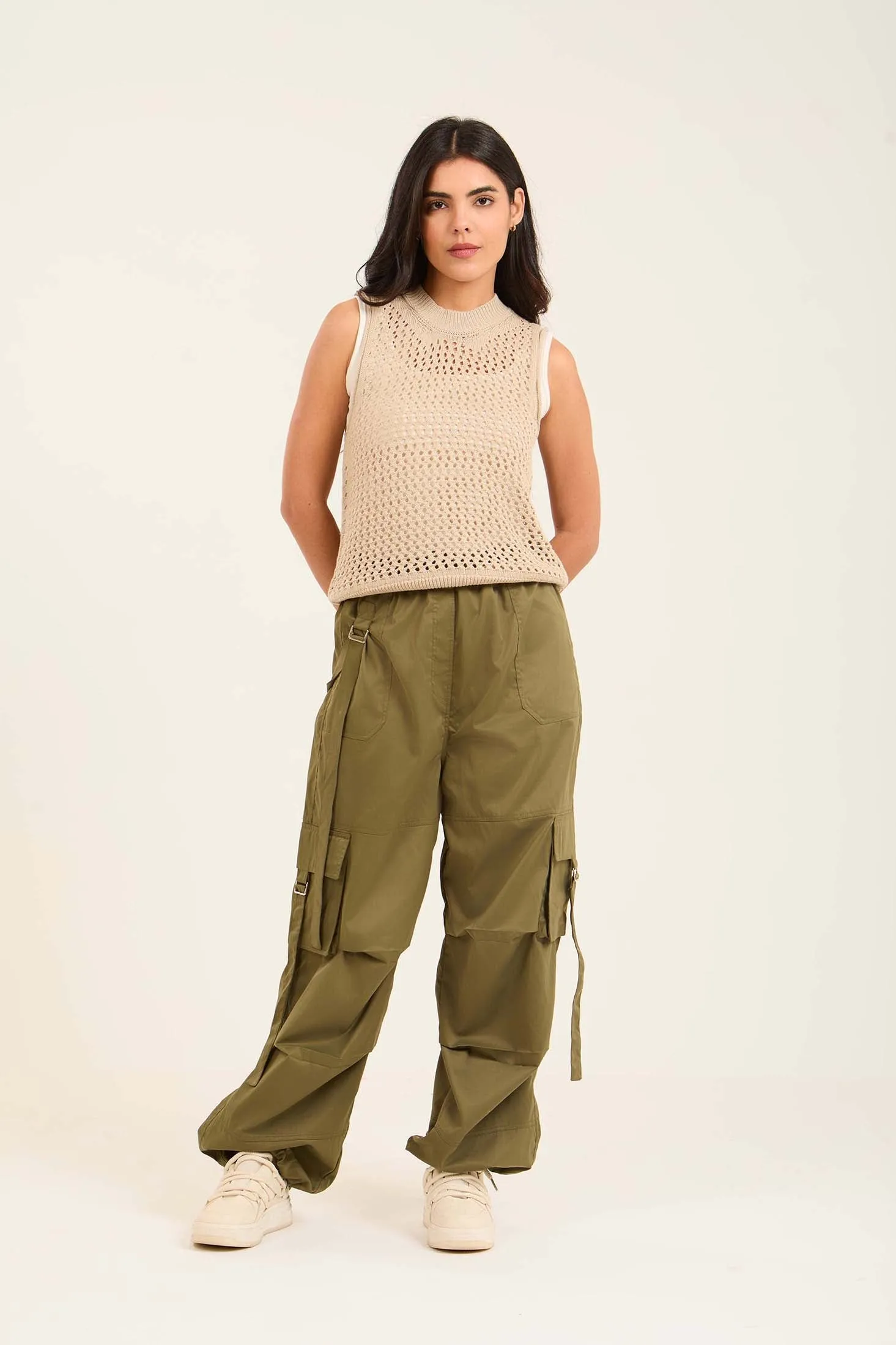 Women Top Crochet Beige