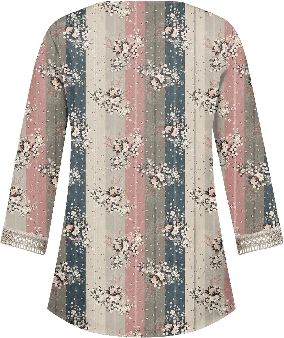 Women's 3/4 Sleeve Loose Printed Top Deep V Neck Casual Vacation Women's 3/4 Sleeve Shirt with Work Pants