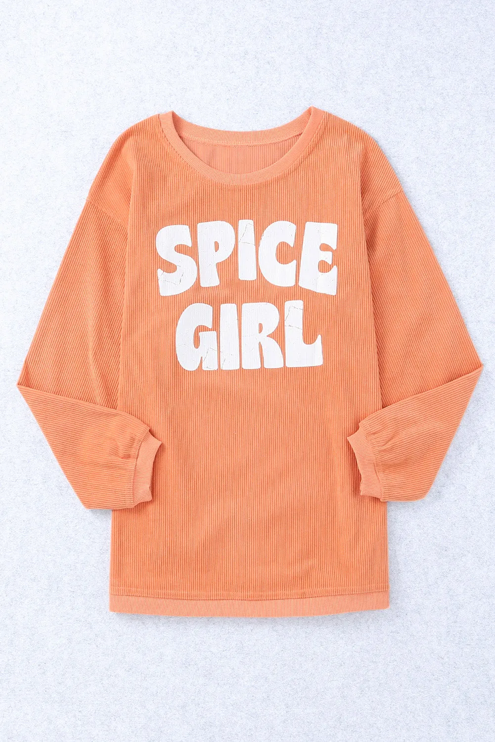 Women's Graphic Sweater SPICE GIRL Round Neck Dropped Shoulder Sweatshirt