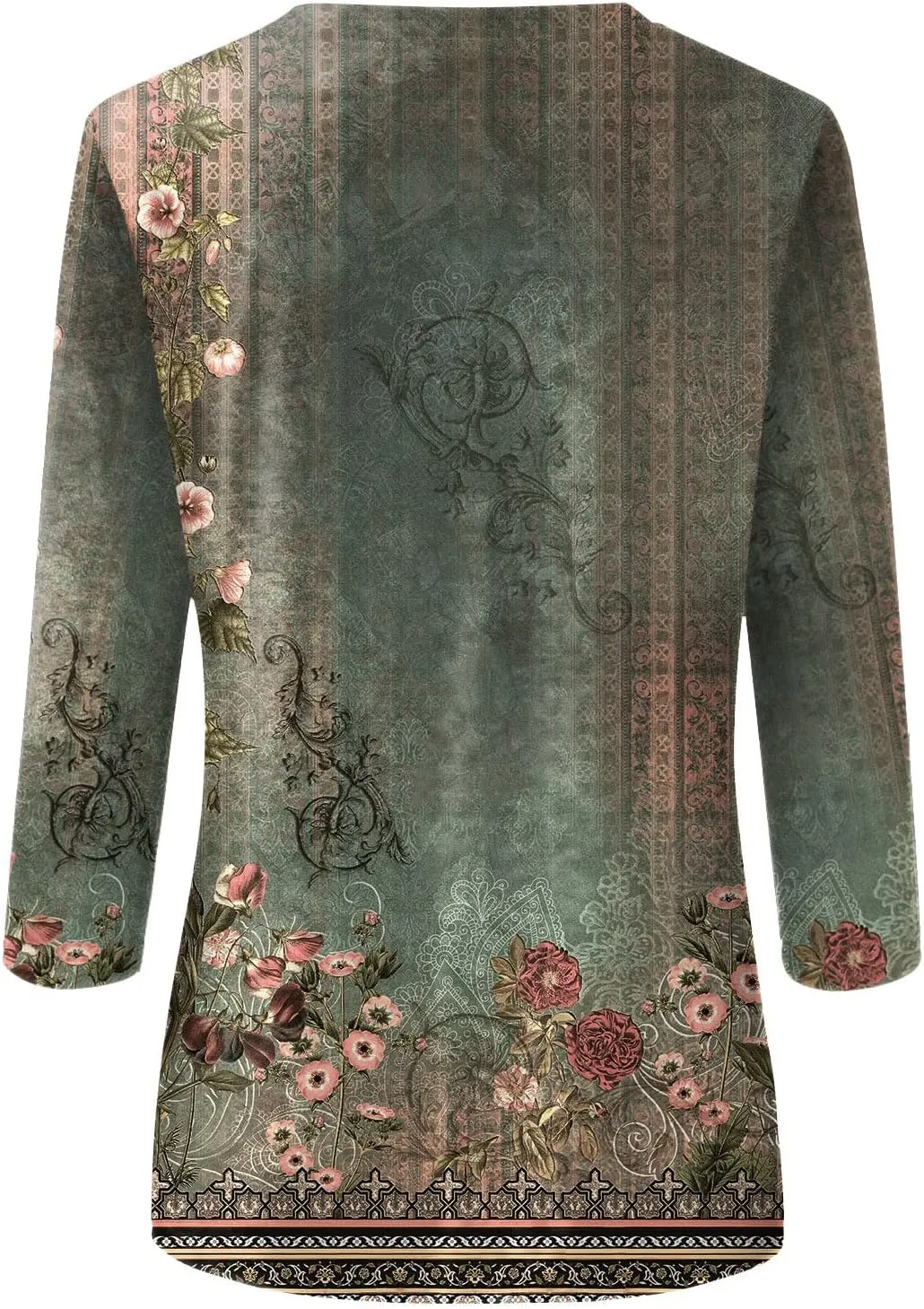 Womens Tops 3/4 Sleeve Shirts Trendy Floral Blouses Casual Loose Fit Summer Tee Crewneck Tunic Tops 2024 S-5XL
