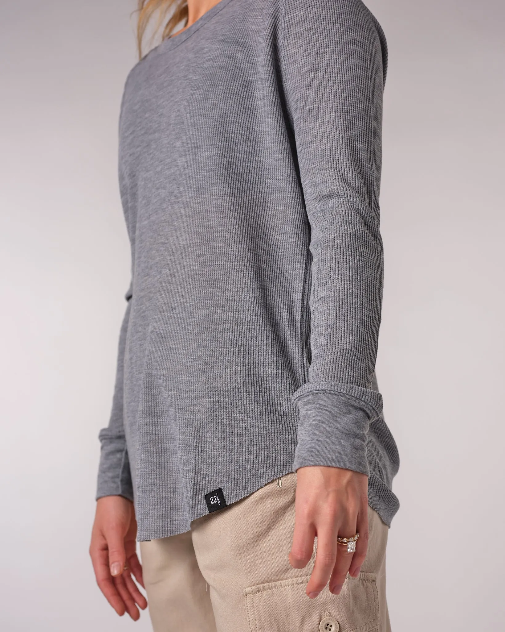 Womens Waffle L/S Scoop Tee