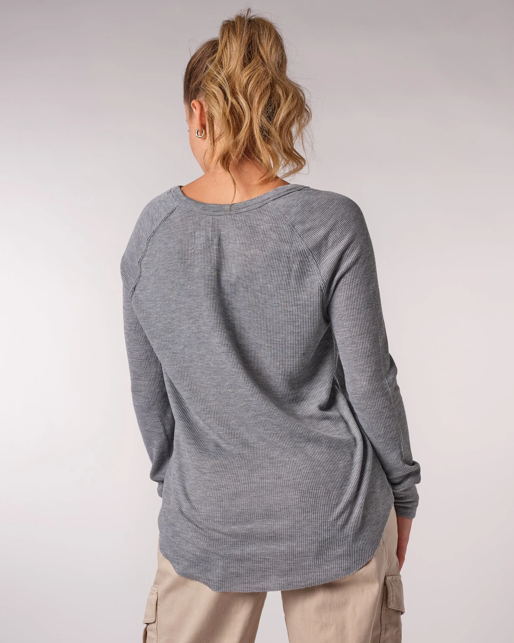 Womens Waffle L/S Scoop Tee