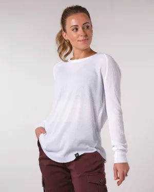 Womens Waffle L/S Scoop Tee