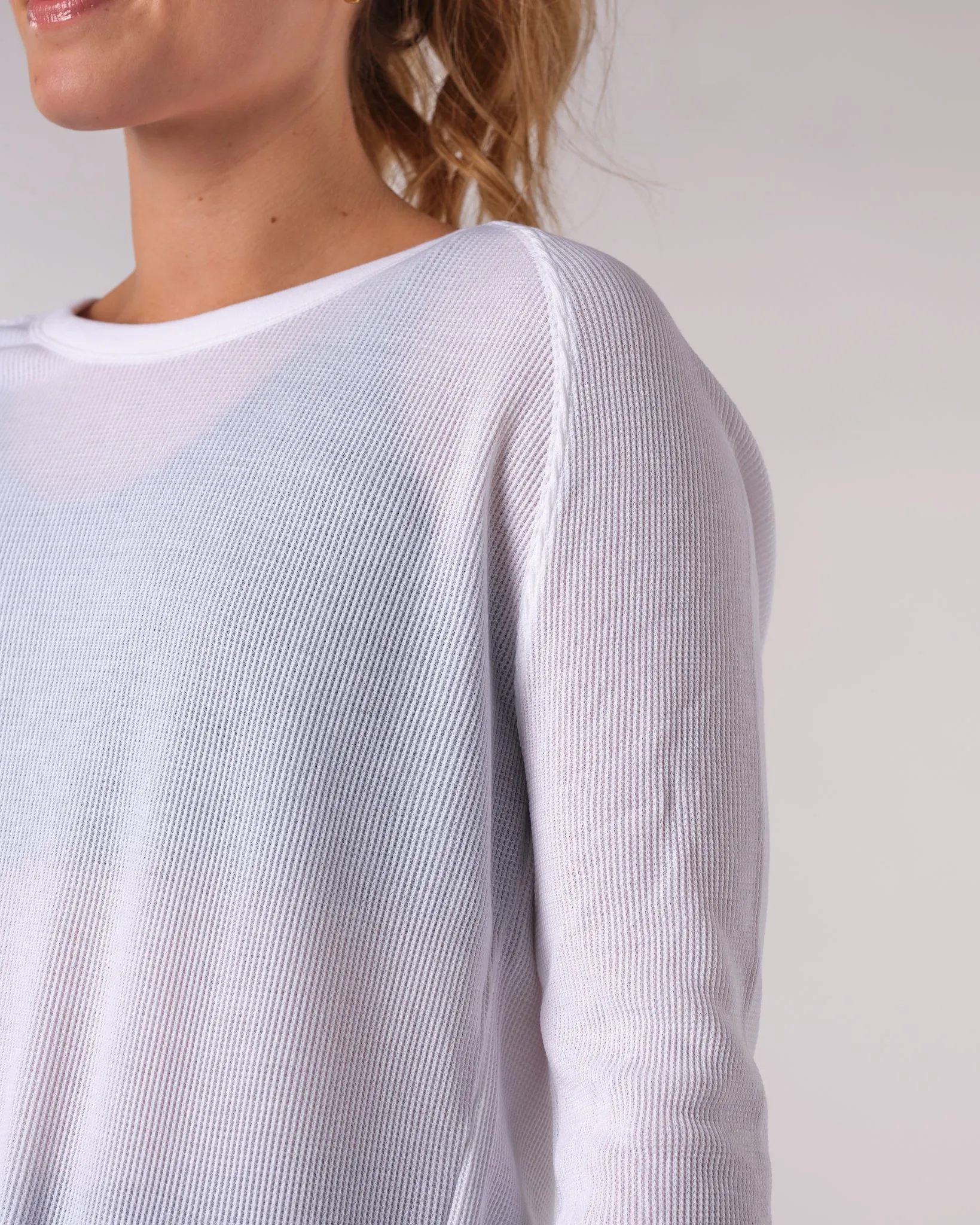 Womens Waffle L/S Scoop Tee