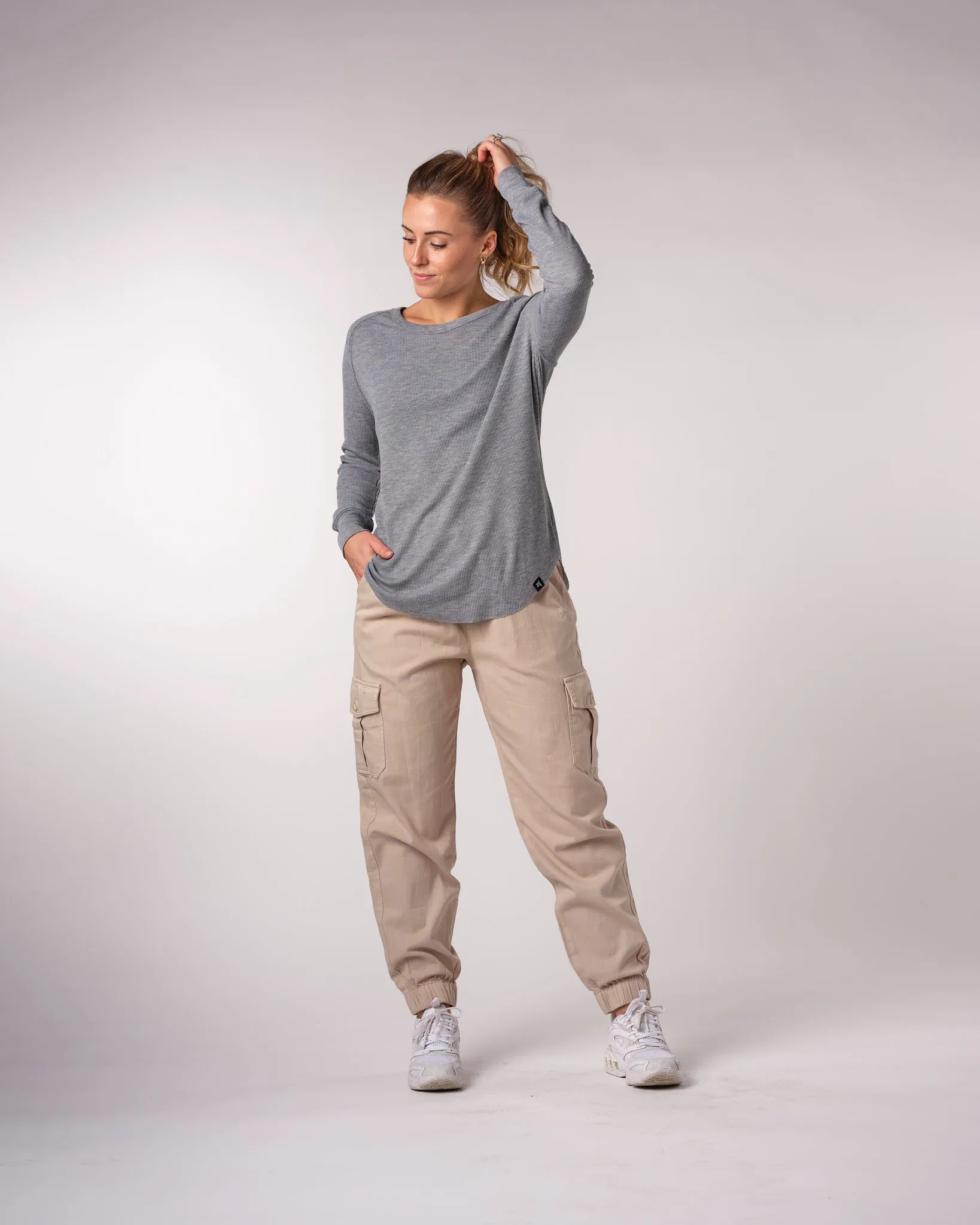 Womens Waffle L/S Scoop Tee